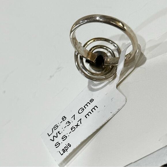 Natural Lapis - Afghanistan .925 solid Sterling Silver Ring size 8 gemstone - Picture 3 of 6